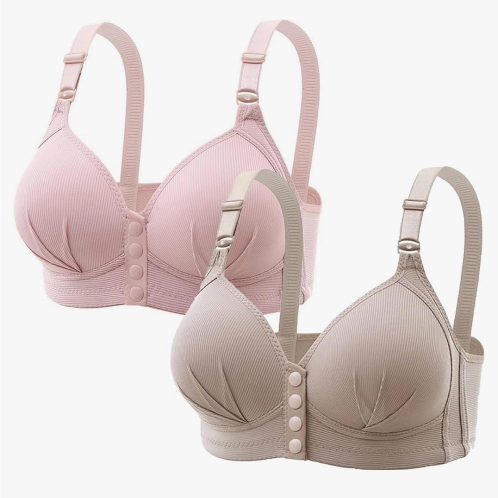 Women's Nude Snap Front Wireless Bra “Set” XL (36/38 B/C Cups) - Picture 2 of 5